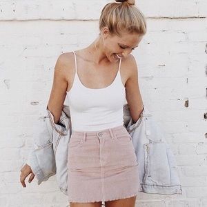 Brandy Melville Pink Juliette Corduroy Skirt